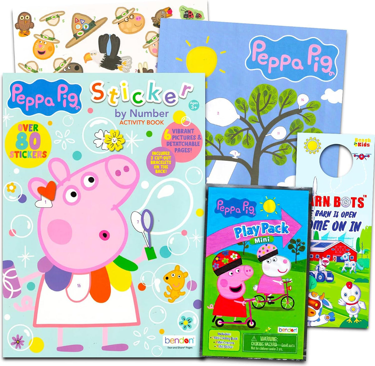 Peppa Pig Sticker by Number Book Set - Peppa Pig Activity Sticker Book Bundle with Peppa Pig Sticker Mosaic Book, Coloring Pages, Stickers, More | Peppa Pig Activity Book for Kids