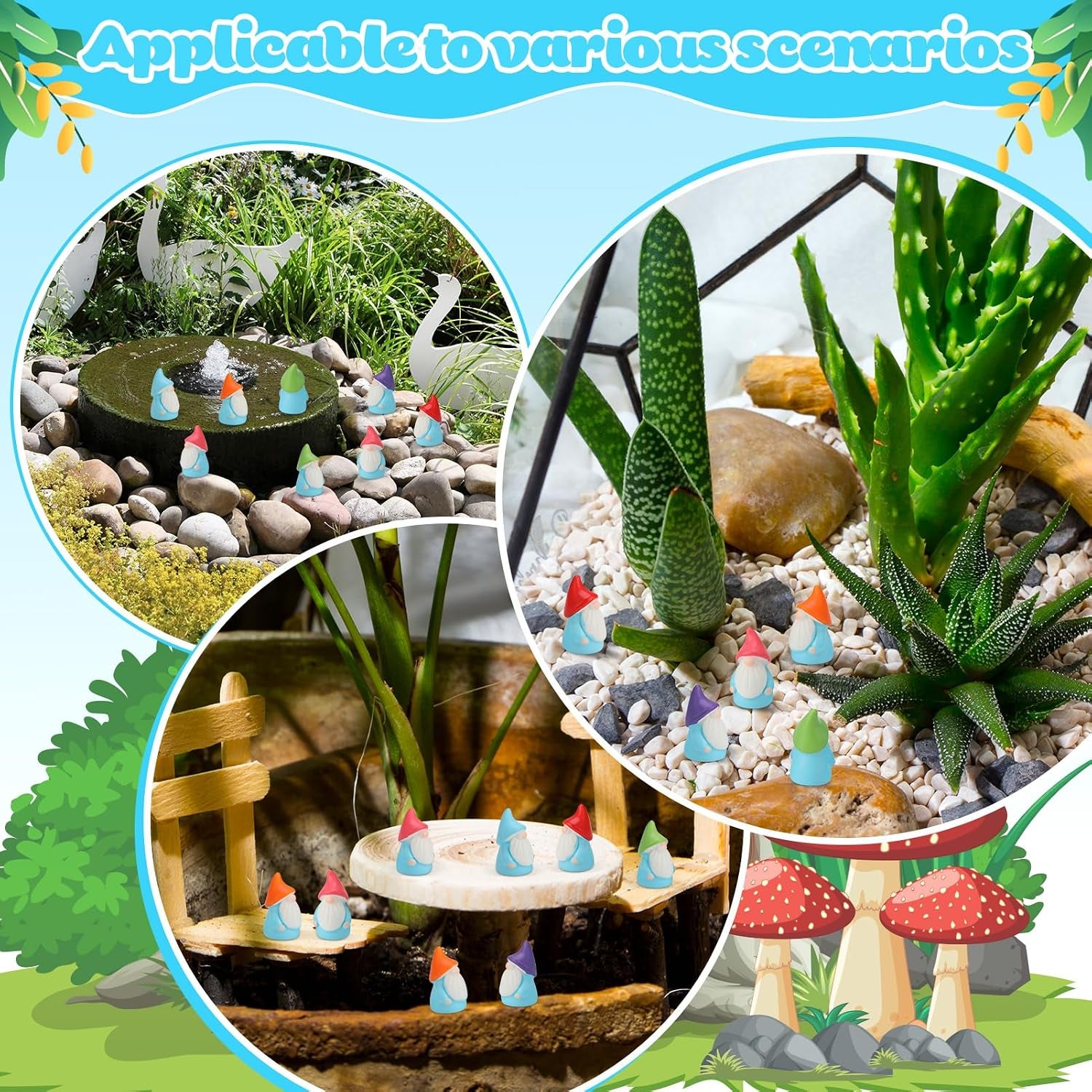 30Pcs Mini Gnomes Ornaments, Mini Resin Gnomes Statues