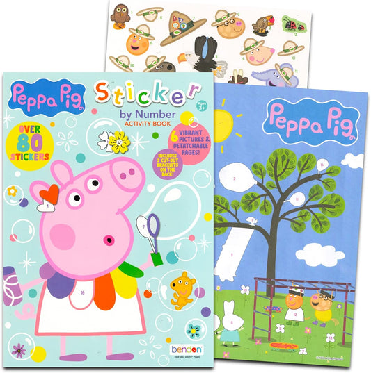 Peppa Pig Sticker by Number Book Set - Peppa Pig Activity Sticker Book Bundle with Peppa Pig Sticker Mosaic Book, Coloring Pages, Stickers, More | Peppa Pig Activity Book for Kids